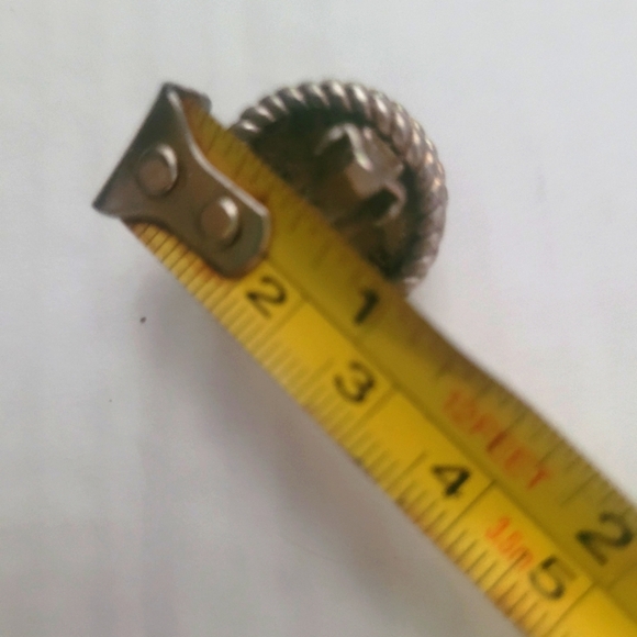 Earrings Clip Vintage Button Marine Blue Glitter Cabachon silver tone setting - Picture 3 of 4